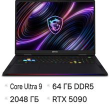 Изображение товара Ноутбук игровой MSI Raider 18 Max HX A2WJ-1050RU, 18", IPS, Intel Core Ultra 9 290HX Plus 2.7ГГц, 24-ядерный, 64ГБ DDR5, 2ТБ SSD,  NVIDIA GeForce  RTX 5090 для ноутбуков - 24 ГБ, TGP 175Вт,  Windows 11 Home,  черный [9s7-182462-1050]