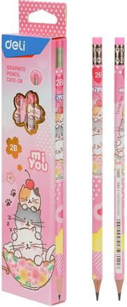 Карандаш Deli MiYou EC012-2B, шестигранный, коробка картонная, 12