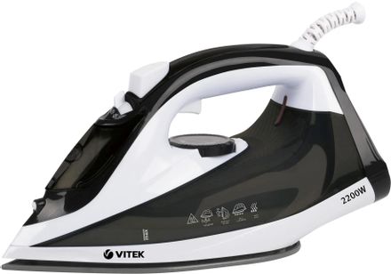Утюг Vitek VT-1267, с паровым ударом, 2200Вт, черный и белый