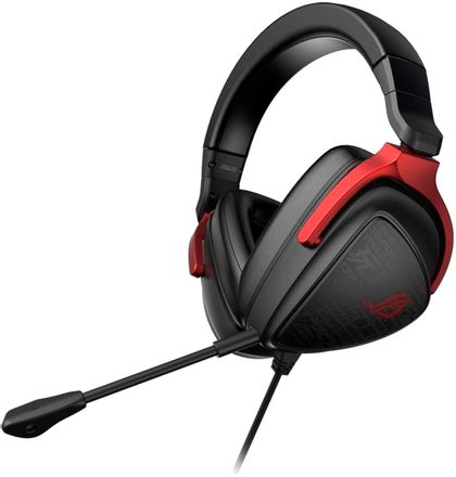 Гарнитура игровая ASUS Rog Delta S Core,  для компьютера и игровых консолей, мониторные,  проводные, черный  / красный [90yh03jc-b1ua00]