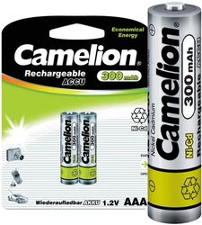 Изображение товара AAA Аккумуляторная батарейка CAMELION NC-AAA300BP2,  2 шт. 300мAч