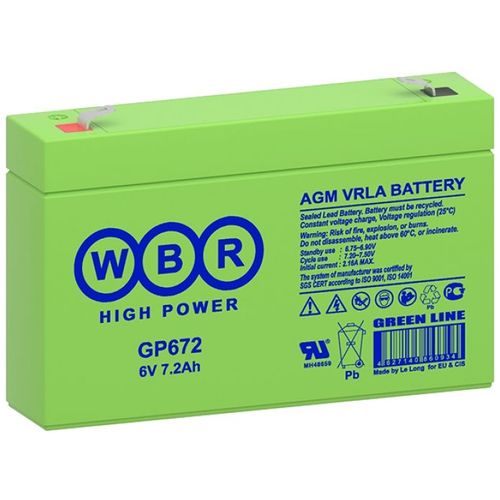 Аккумуляторная батарея WBR GP672 для ИБП, 6В, 7.2Ач [gp672 wbr]