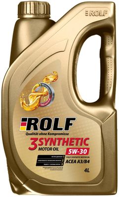 Моторное масло ROLF 3-Synthenic, 5W-30, 4л, синтетическое [322733 ...