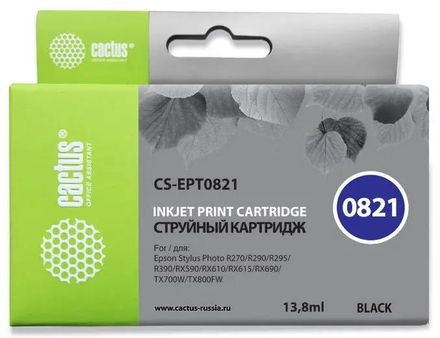 Картридж Cactus CS-EPT0821, T0821, черный / CS-EPT0821
