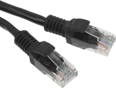 Патч-корд CABLEXPERT PP12-5M/BK литой (molded), UTP, кат.5E, 5м, 4 пары, 26AWG, алюминий омедненный, многожильный, черный