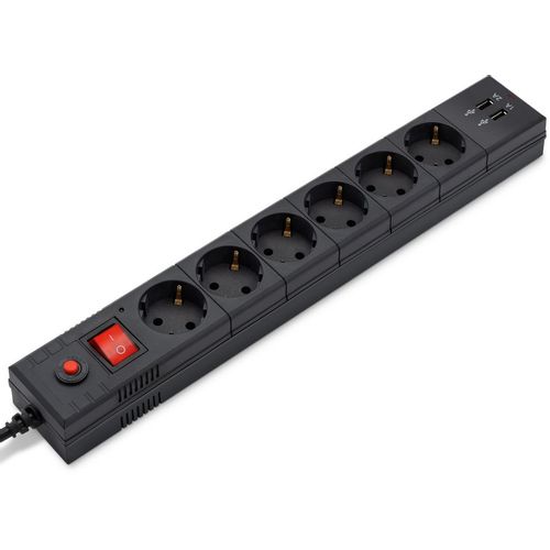 Сетевой фильтр Buro BU-SP1.8_USB_2A-B, 1.8м, черный