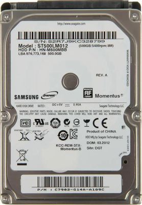 Жесткий диск Seagate Samsung Momentus ST500LM012,  500ГБ,  HDD,  SATA II,  2.5"