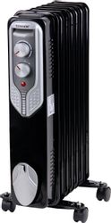 Масляный радиатор SONNEN DFN-09BL, с терморегулятором, 9 секций, 3 режима, черный