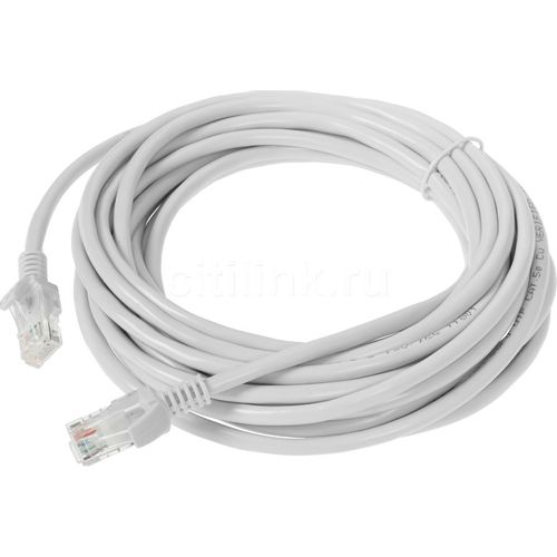 Патч-корд EXEGATE UTP-RJ45-RJ45-5e-CU-5M-GY UTP, кат.5E, 5м, 4 пары, медь, многожильный, белый
