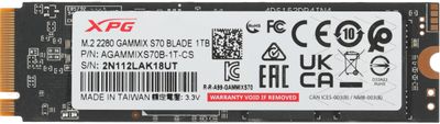 SSD накопитель A-Data XPG Gammix S70 Blade AGAMMIXS70B-1T-CS 1ТБ, M.2 2280, PCIe 4.0 x4,  NVMe,  M.2