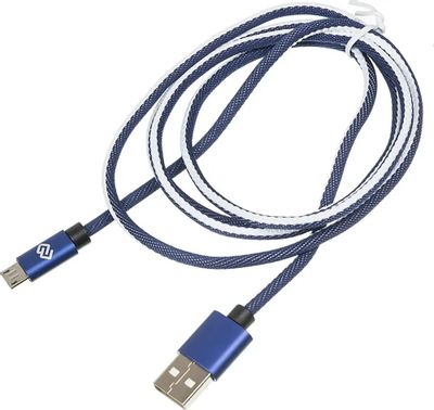 Кабель Digma micro USB (m) -  USB (m),  1.2м,  в оплетке,  2A,  синий [microusb-1.2m-braided-bl]