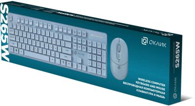 Комплект (клавиатура+мышь) Oklick S265W, USB, беспроводной