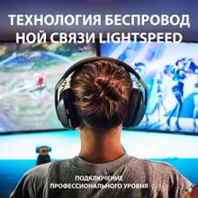 Гарнитура игровая Logitech G435,  Bluetooth/радио, черный  / желтый