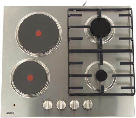 Комбинированная варочная панель Gorenje GE690X, 4 конфорки, нержавеющая сталь, серебристый