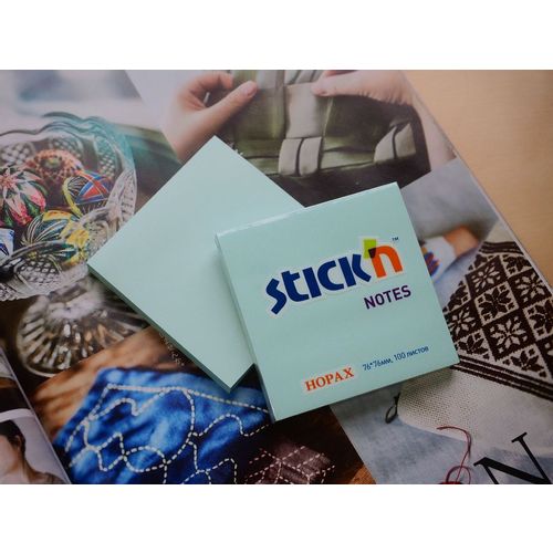 Блок самоклеящийся бумажный STICK`N 21149, 76x76, 100 л, пастель, голубой 12 шт./кор.