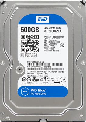 Жесткий диск WD Blue WD5000AZLX,  500ГБ,  HDD,  SATA III,  3.5"