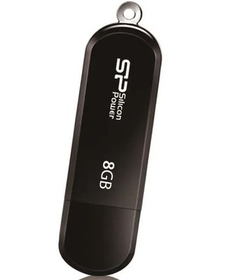 Флешка USB Silicon Power LuxMini 322 8ГБ, USB2.0, черный [sp008gbuf2322v1k]