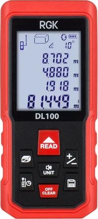 Лазерный дальномер RGK DL100, 2 класс лазера, 635нм, луч красный [4610011875076]