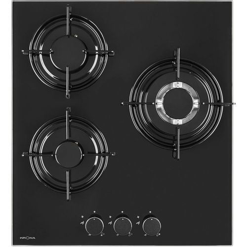 Газовая варочная панель Krona CORTESIA 45 BL, 3 конфорки, закаленное стекло, черный