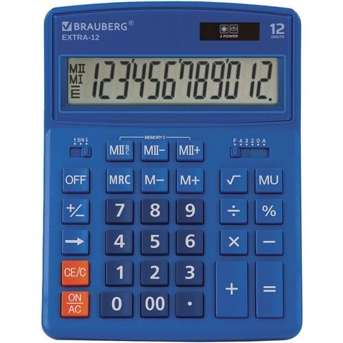 Калькулятор BRAUBERG Extra, 12-Bu, 12-разрядный, синий