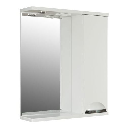 Шкаф MIXLINE Этьен 65 левый с подсветкой, с зеркалом, подвесной, 650х692х190 мм, белый [534830] MIXLINE