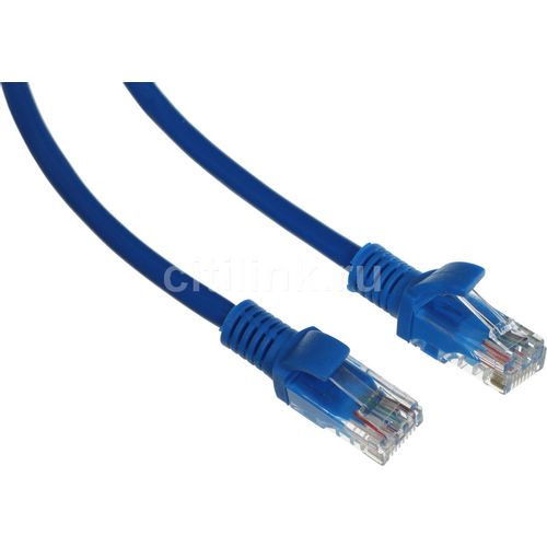 Патч-корд CABLEXPERT PP10-1M/B литой (molded), UTP, кат.5E, 1м, 4 пары, 26AWG, 0.02мм, медь, многожильный, синий