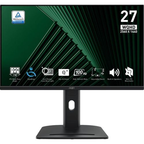 27" Монитор MSI Pro MP275QPG, 2560x1440, IPS, 100Гц, 2хHDMI, 1хDP, черный [9s6-3pc39m-069]