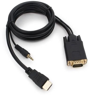 Кабель-переходник аудио-видео PREMIER 5-983AU,  HDMI (m)  -  VGA (m) ,  5м, GOLD,  черный [5-983au 5.0]
