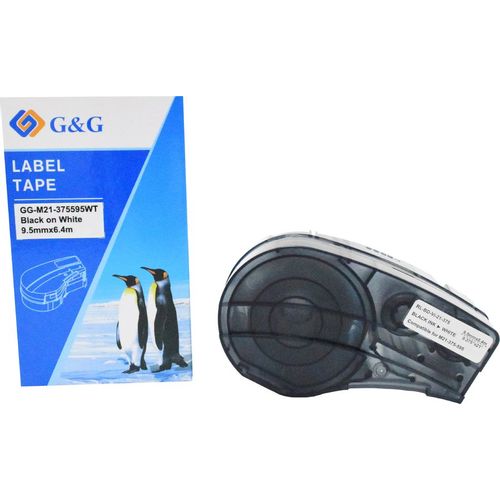 Картридж G&G GG-M21-375595WT, 9.5мм, черный шрифт, белый фон, 6.4м, GG-M21-375595WT