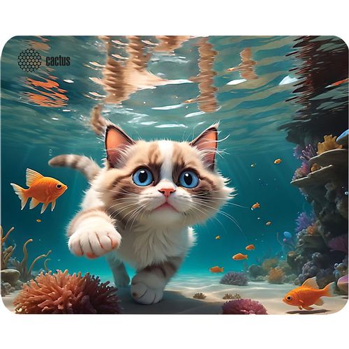 Коврик для мыши Cactus Fish Cat рисунок, ткань, 300х250х3мм [cs-mpc-d15m]