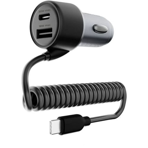Автомобильное зарядное устройство PERO AС08, USB-A, USB-C, USB-C, 55Вт, 3A, черный [aс08bl]