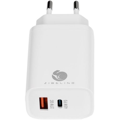 Сетевое зарядное устройство ZIBELINO MC-G-UA-QC-1, USB-A, USB-C, 45Вт, 3A, белый