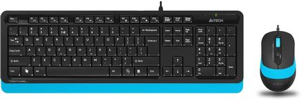 Комплект (клавиатура+мышь) A4TECH Fstyler F1010, USB, проводной, черный и синий [f1010 blue]