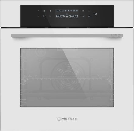 Духовой шкаф электрический MEFERI Ultra MEO6010WH,  65л,  дверца с 2 стеклами,  белый/нержавеющая сталь