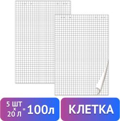 Блок бумаги BRAUBERG 124097 для флипчартов 67.5х98см клетка 20л (упак.:5шт)