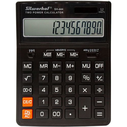 Калькулятор Silwerhof SH-444, 12-разрядный, черный