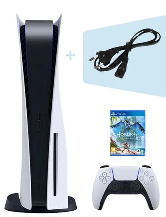 Игровая консоль PlayStation 5 +игра: Horizon Forbidden West (ключ для аккаунта региона Польша) +Кабель питания (евровилка), CFI-1116A, 825ГБ