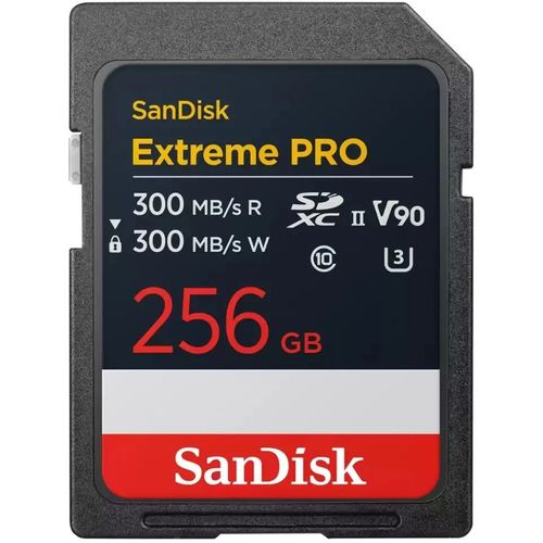 Карта памяти SDXC UHS-II Sandisk Extreme Pro 256 ГБ, 300 МБ/с, Class 10, SDSDXDM-256G-GN4IN, 1 шт., без адаптера