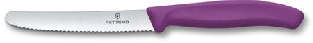Нож кухонный Victorinox Swiss Classic, столовый, для томатов, 110мм, заточка серрейтор, стальной, пурпурный [6.7835.c1]