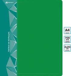 Папка на кольцах Бюрократ -0827/2RGRN, 2шт колец, О-образные, A4, 27мм корешок, пластик, 0.7мм, зеленый