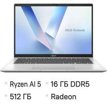 Изображение товара Ноутбук ASUS VivoBook 14 M1407KA-LY125 14 IPS AMD Ryzen AI 5 16GB SSD без ОС серебристый