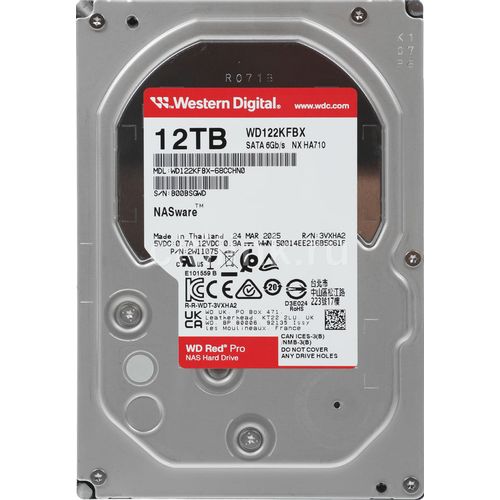 Жесткий диск WD Red Pro WD122KFBX, 12ТБ, HDD, SATA III, 3.5″, 7200об/мин — цена и наличие Жесткий диск WD Red Pro WD122KFBX, 12ТБ, HDD, SATA III, 3.5″, 7200об/мин