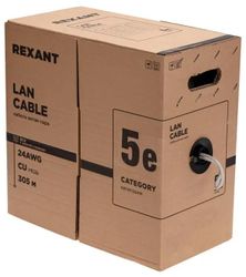 Кабель информационный REXANT кат.5E, 305м, черный