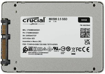 SSD накопитель Crucial MX500 CT500MX500SSD1 500ГБ, 2.5", SATA III, SATA ...
