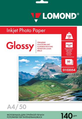 Фотобумага Lomond A4, для струйной печати, 50л, 140г/м2, белый ...