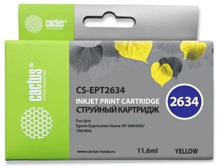 Картридж Cactus CS-EPT2634, 26XL, желтый / CS-EPT2634