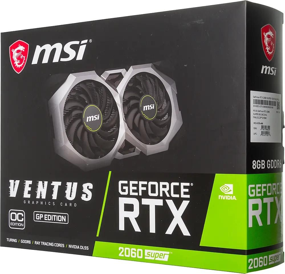 Отзывы на Видеокарта MSI NVIDIA GeForce RTX 2060SUPER RTX 2060 SUPER VENTUS  GP OC 8ГБ GDDR6, OC, Ret в интернет-магазине СИТИЛИНК (1185986)