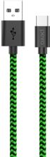 Изображение товара Кабель USB Type-C к USB 2 м с оплеткой, зеленый/черный, 3A