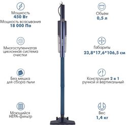 Вертикальный пылесос (handstick) Endever VC-298, синий