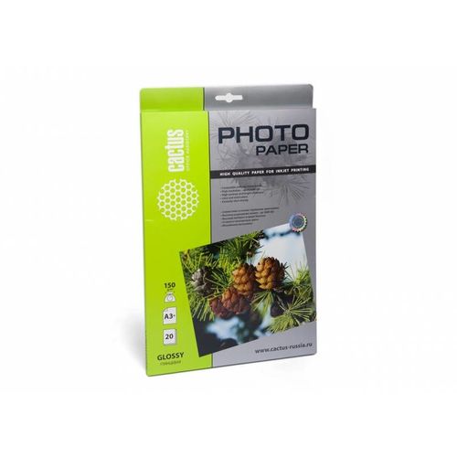 Фотобумага Cactus CS-GA315020, A3+, для струйной печати, 20л, 150г/м2, белый, покрытие глянцевое